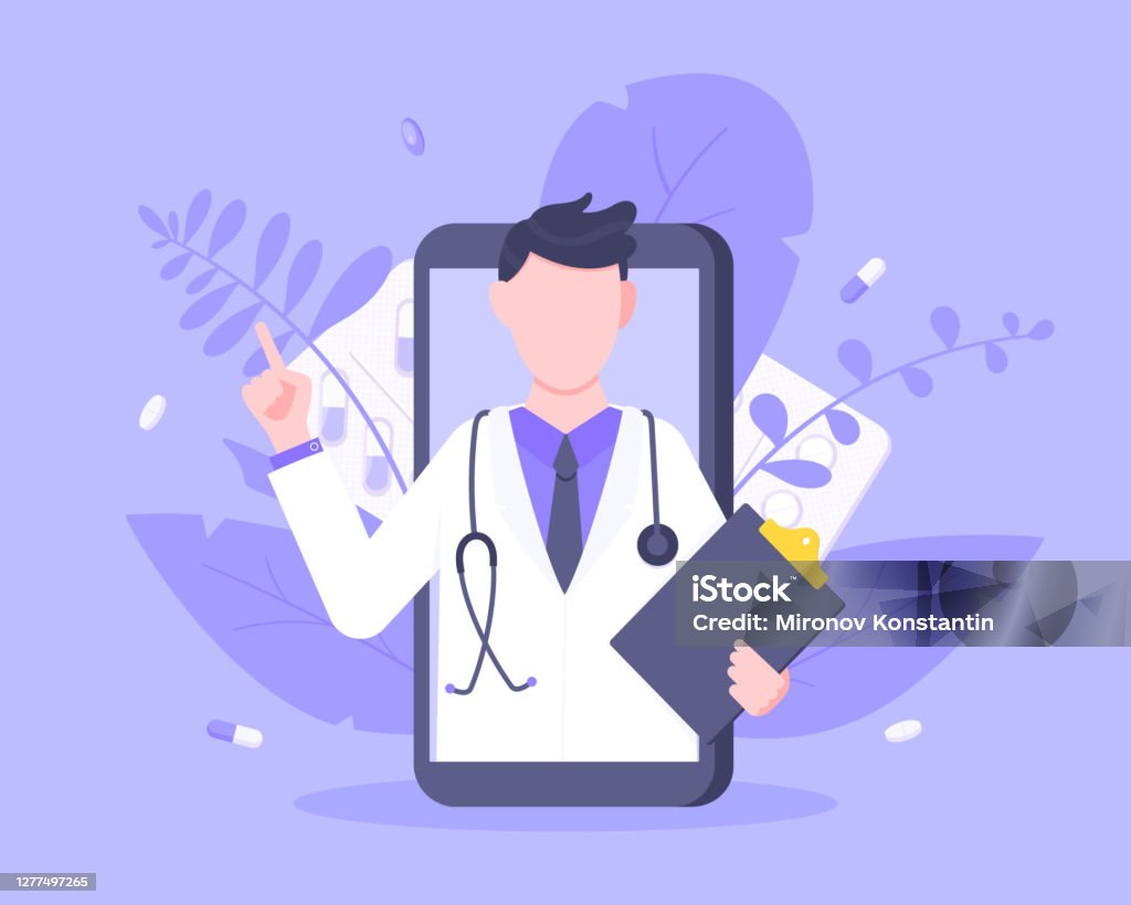 Khái Niệm Dịch Vụ Y Tế Bác Sĩ Trực Tuyến Với Bác Sĩ Trong Hình ...