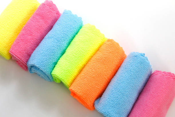 istock A set of multi-colored microfiber cloths for cleaning. 1277497746