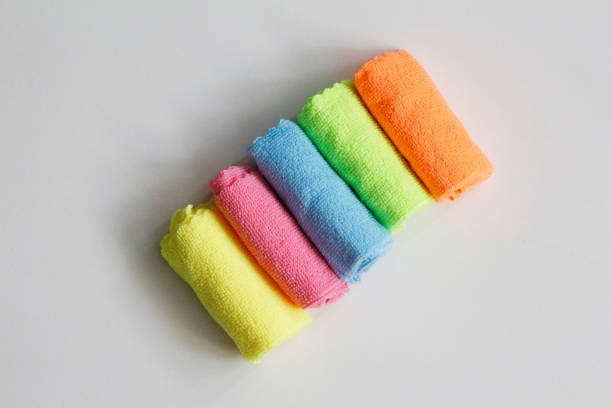 istock A set of multi-colored microfiber cloths for cleaning. 1277498594