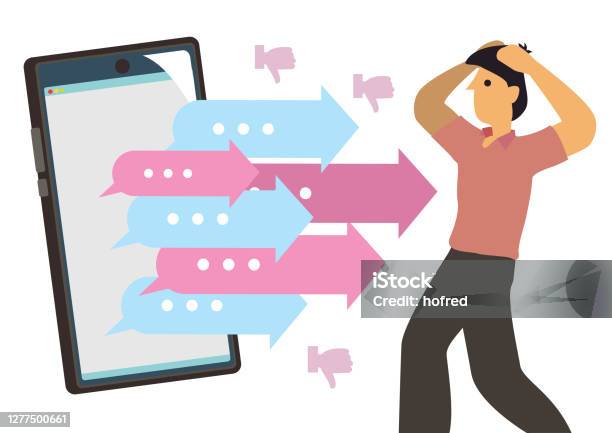 Phone Attacking Hand Smartphone With Attacking Arrows Stock Illustration - Download Image ...