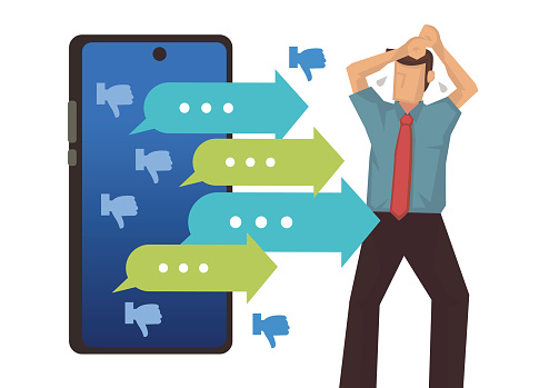 Phone Attacking Hand Smartphone With Attacking Arrows Stock Illustration - Download Image ...