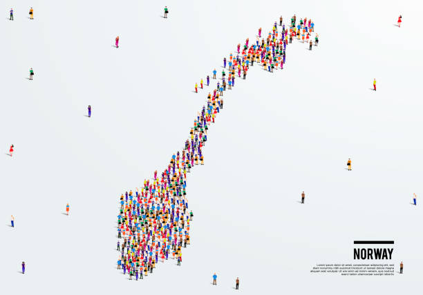 istock Norway Map. Large group of people form to create a shape of Norway Map. vector illustration. 1277502732
