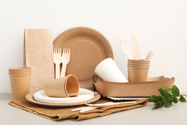 istock Eco paper utensils on the table. 1277502760