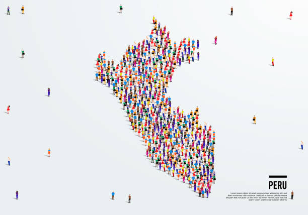 istock Peru Map. Large group of people form to create a shape of Peru Map. vector illustration. 1277503303