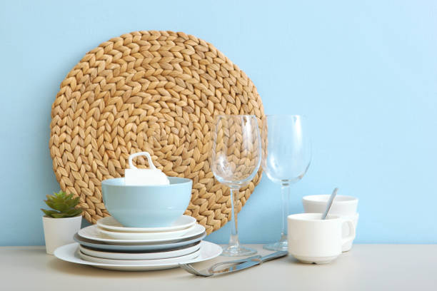 istock a set of tableware on the table. Composition in the style of minimalism from the kitchen utensils. 1277503438