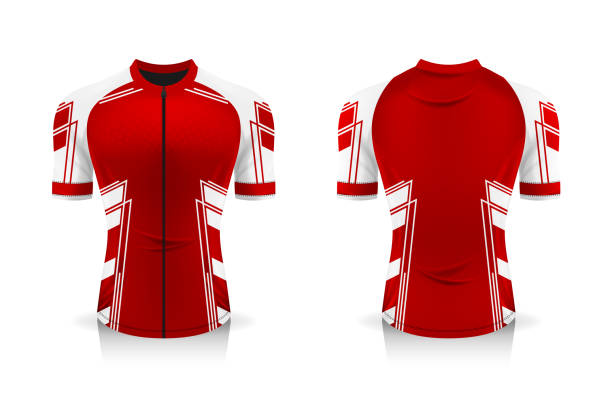 istock Specification Cycling Jersey template. mock up Sport T Shirt round neck uniform for bicycle apparel . Vector Illustration design , Separate work layers . 1277503459