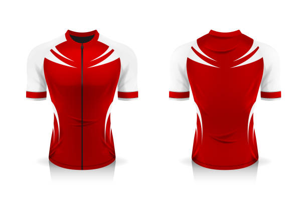 istock Specification Cycling Jersey template. mock up Sport T Shirt round neck uniform for bicycle apparel . Vector Illustration design , Separate work layers . 1277504105