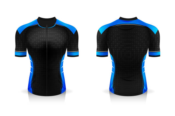 istock Specification Cycling Jersey template. mock up Sport T Shirt round neck uniform for bicycle apparel . Vector Illustration design , Separate work layers . 1277504260