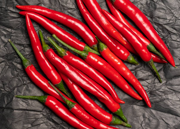 istock chili pepper lines on black paper background 1277509797