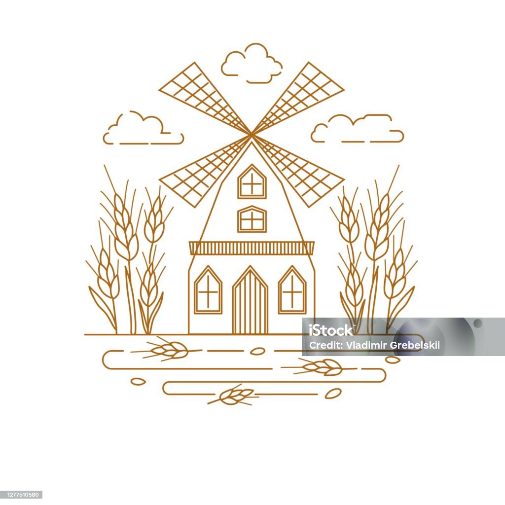 Mill Raster Image Mill Contour Image On A White Background Design Element Vector ...