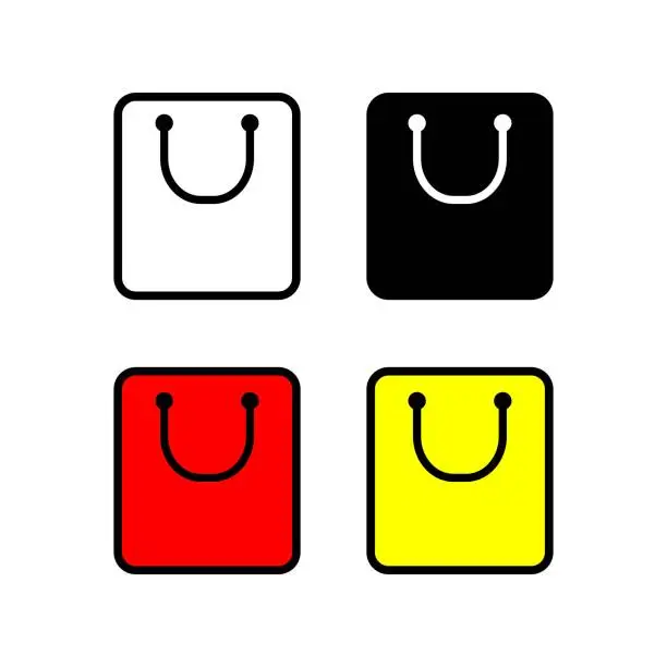 Vector illustration of Shopping bag icon set, flat style design