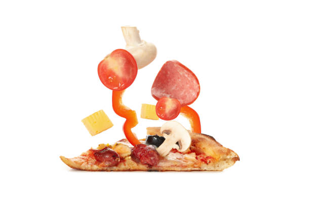 A delicious homemade pizza on a plate isolated on a white background