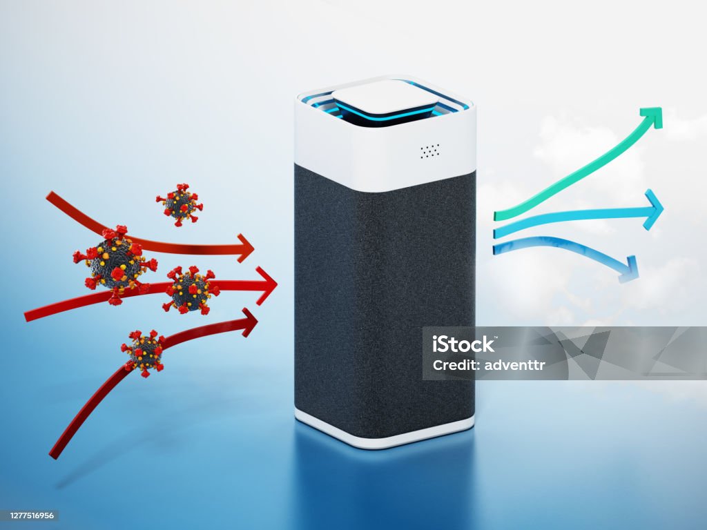 Generic air purifier cleaning viruses and bacteria Generic air purifier cleaning viruses and bacteria. Air Purifier Stock Photo