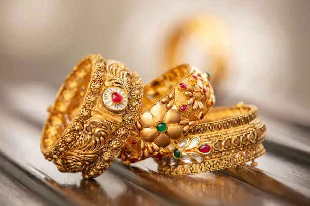Photo of Fancy designer antique golden bracelets for woman fashion