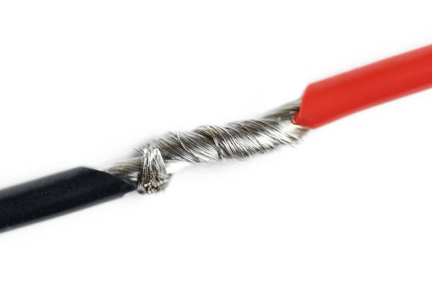 istock Isolated aluminum bare wires of electric cable 1277518047