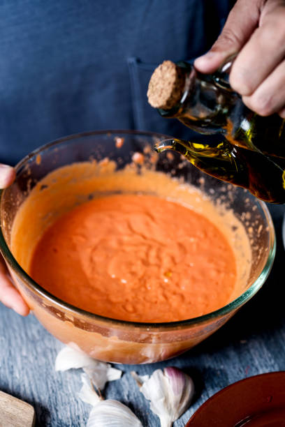 istock preparing antequerana porra, a cold tomato soup 1277518302