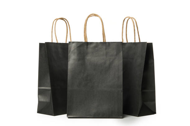 istock Black paper bags isolated on white background 1277518729
