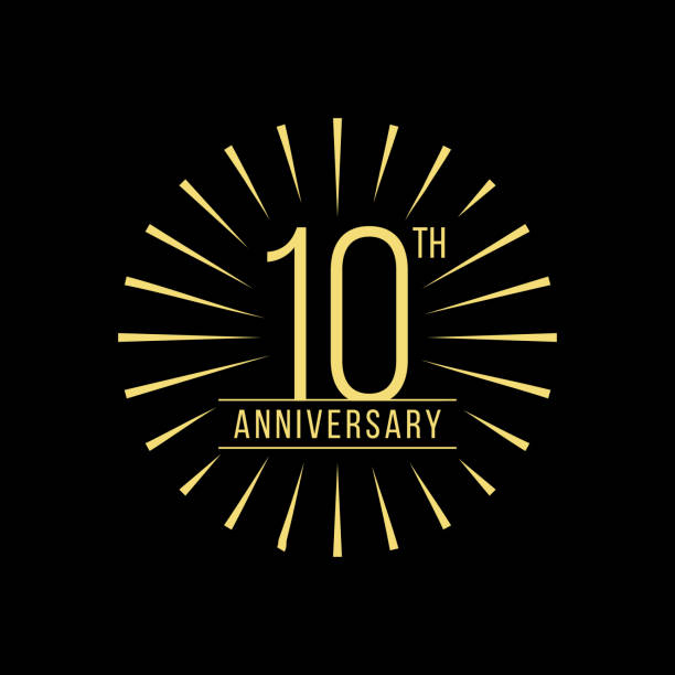 stockillustraties, clipart, cartoons en iconen met 10e verjaardag celebration vector stock illustratie design template. - 10 jarig jubileum