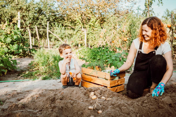 Family gardening together