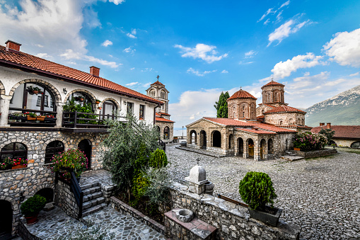 Kalambaka, Greece, July 23, 2022.The Monastery of Agía Triada is an Orthodox Christian monastery that is part of Meteora, located in Greece, in the Peneus Valley, Thessaly.
