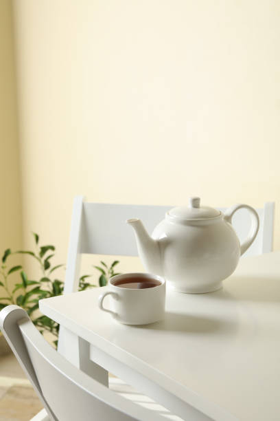 istock Concept of breakfast with tea on white table 1277525754
