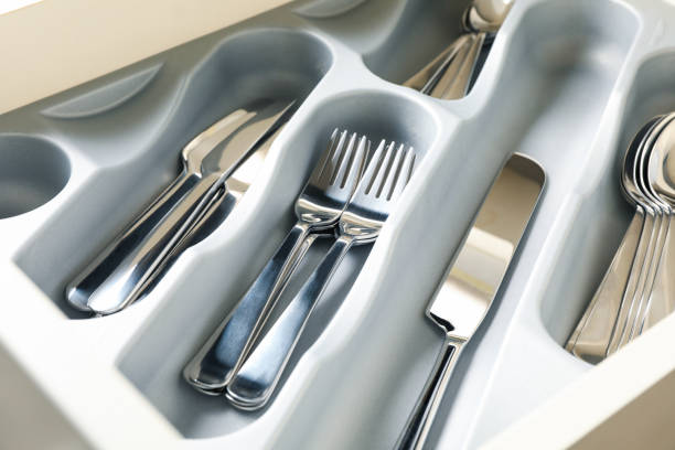 istock Set of different metal cutlery, close up 1277529429