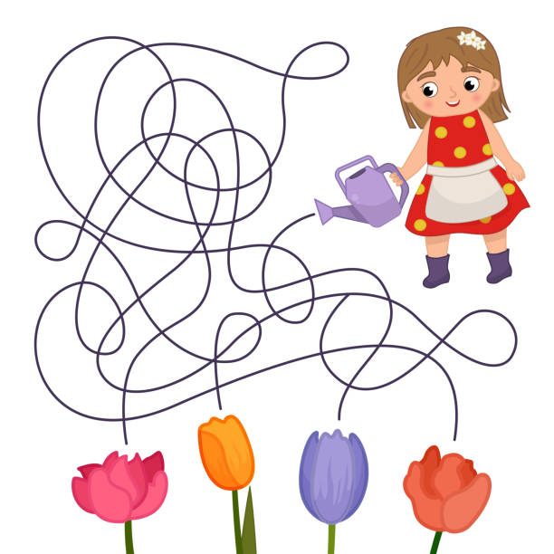 ilustrações, clipart, desenhos animados e ícones de jogo de labirinto para crianças. - brainteaser