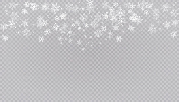 weißer schnee fliegt auf transparentem hintergrund. weihnachten schneeflocken. winter schneesturm hintergrund-illustration. - snow wind overlay stock-grafiken, -clipart, -cartoons und -symbole