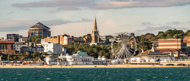 Bournemouth seafront and skyline Bournemouth, UK. Saturday 26 September 2020. Bournemouth beach, seafront and skyline with tourist attractions, hotels and businesses. bournemouth england photos stock pictures, royalty-free photos & images