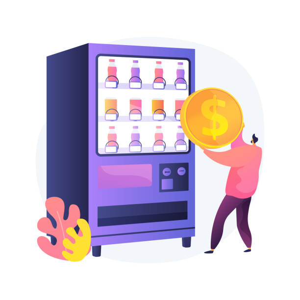 иллюстрация вектора абстрактной концепции торгового автомата. - vending machine machine candy selling stock illustrations