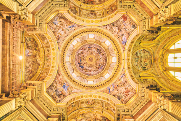 Looking up at the Naples Cathedral or The Cathedral of the Assumption of Mary, (Italian: Duomo di Napoli, Cattedrale di Santa Maria Assunta or Cattedrale di San Gennaro; Neapolitan: Viscuvato 'e Napule) is a Roman Catholic cathedral, the main church of Naples, southern Italy, and the seat of the Archbishop of Naples. It is widely known as the Cattedrale di San Gennaro, in honour of Saint Januarius, the city's patron saint. Naples, is the regional capital of Campania and the third-largest city of Italy, after Rome and Milan, with a population of almost 1million. It's the second-most populous metropolitan area in Italy and the 7th-most populous urban area in the European Union. In 1995, the historic center of Naples was listed by UNESCO as a World Heritage Site.