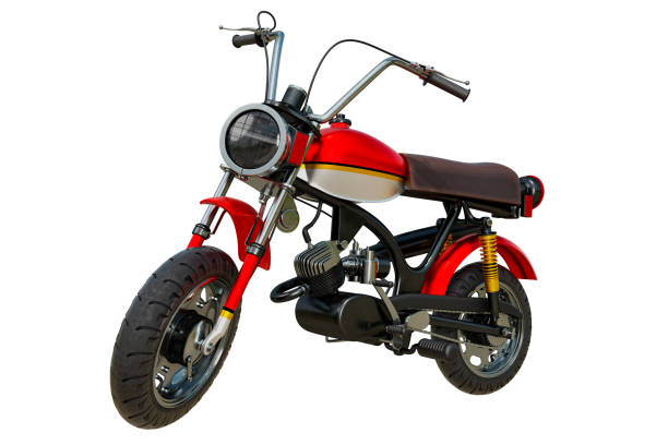 istock 3d rendering of mini red retro bike isolated on white background. 1277546269