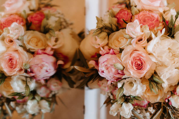 istock Beautiful wedding bouquet with mirror reflection 1277550083