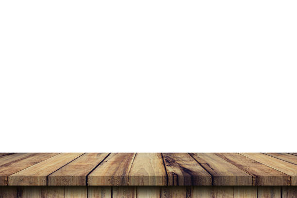 istock Empty wood table on isolate white background and display montage with copy space for product. 1277550111