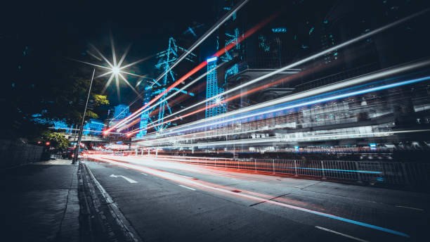 istock City Traffic Light Trail, Hong Kong 1277550220
