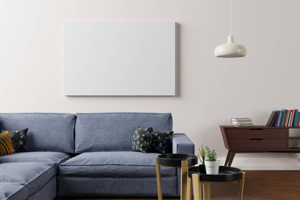 istock mock up poster frame in modern interior background, living room, Scandinavian style 3D illustration 1277553110