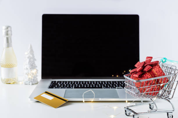 istock Christmas or New Year online shopping concept. 1277553667