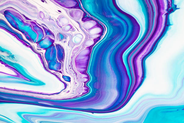istock Fluid art texture. Abstract background with mixing paint effect. Liquid acrylic artwork with trendy mixed paints. Can be used for website background. Blue, purple and white overflowing colors. 1277553790