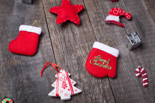istock Christmas and  new year objects on wooden background 1277555074