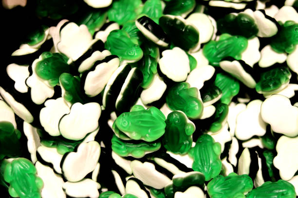 Pile of Green Frog Shape Candies - background