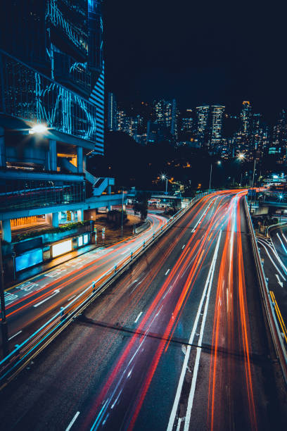istock City Traffic Light Trail, Hong Kong 1277557648