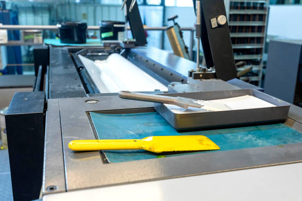 istock Close up of an offset printing machine during production 1277565404