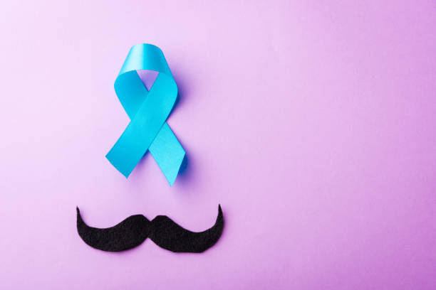 istock Black mustache paper and light blue ribbon 1277566101