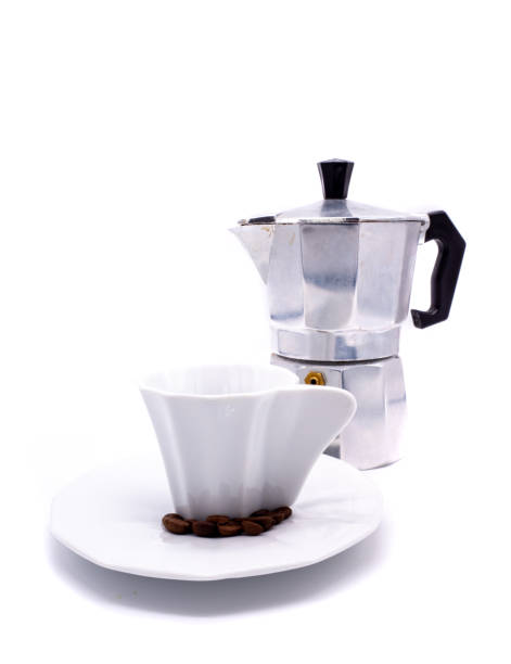 istock Espresso pot with cup isolated on white background 1277566851