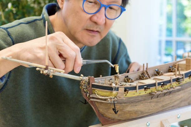 istock Retirement Hobby Leisure - Building Wooden Ship Kit Model 1277567019