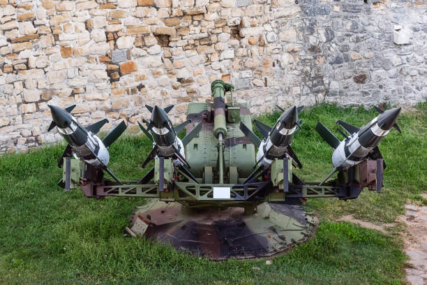 istock Rocket system S-125M Neva-M with four missiles. Soviet anti-aircraft missile complex. 1277576122