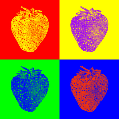 Pop-Art style multiple image derived from antique illustrations: Strawberry