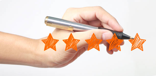 Hand draw five star rating. evaluation review concepts Hand draw five star rating. evaluation and review concepts birch gold group reviews with reviews stock pictures, royalty-free photos & images