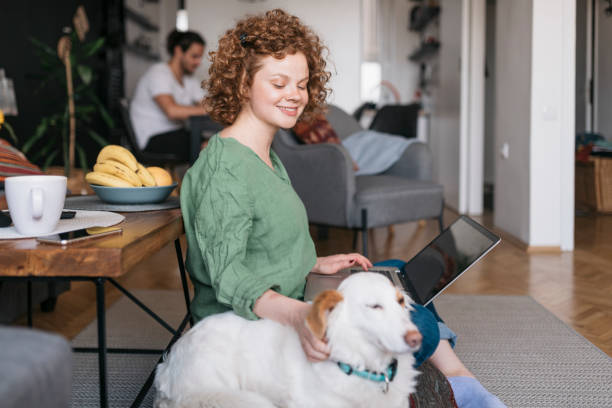 istock Smiling Caucasian woman working from home 1277578590