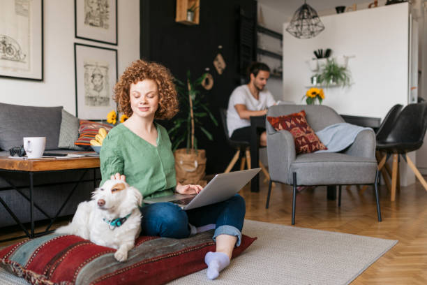 istock Smiling Caucasian woman working from home 1277578623